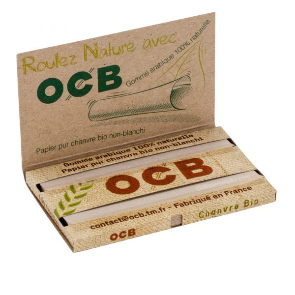 feuille a rouler bio OCB chanvre 100% pure et naturelle marron - papier en pur chanvre bio non blanchi avec gomme arabique