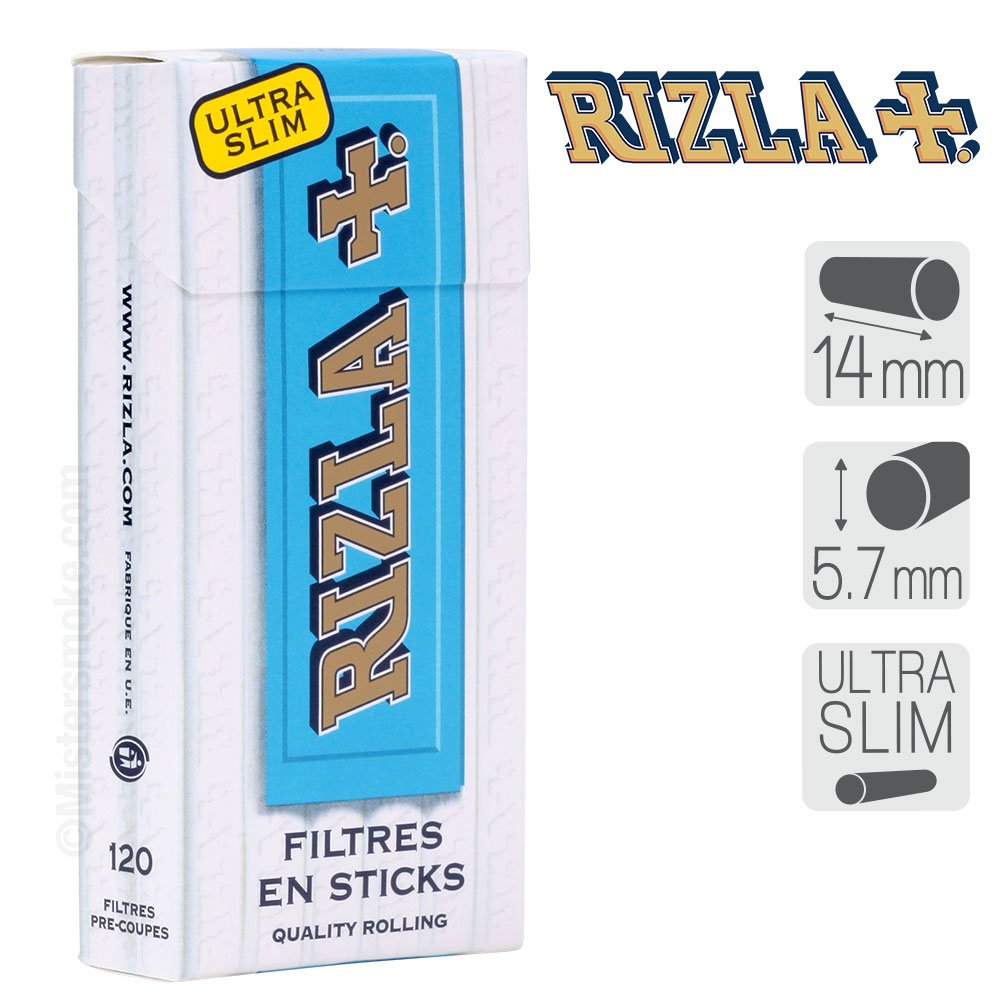Lot de 10 Boites de Filtre en Sticks - Rizla+ Ultra Slim