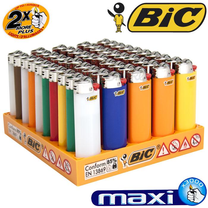 Briquets Bic Electroniques Maxi couleur Uni par 50 - MajorSmoker