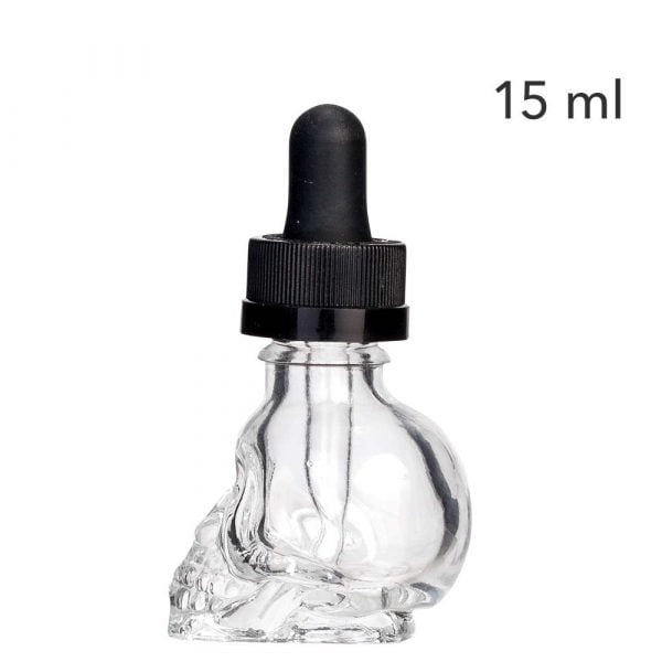 Flacon en verre avec pipette compte-gouttes - 15 ml Skull