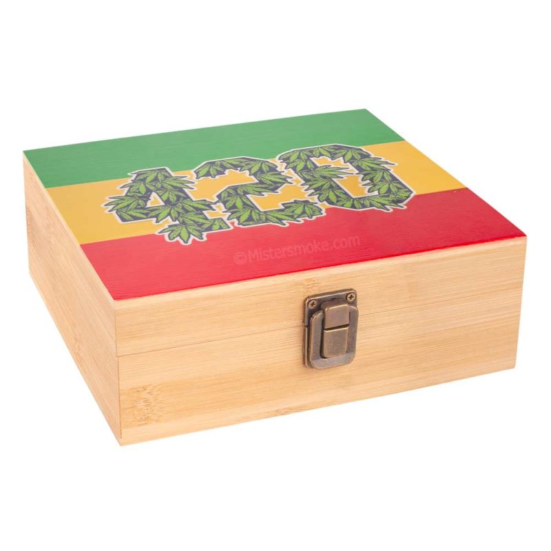 boite fumeur en bois avec accessoires 420 rasta