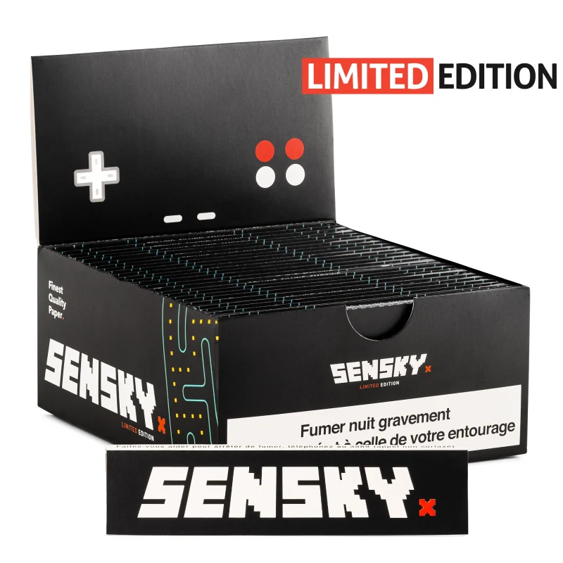 Sensky slim - papier à rouler pas cher - boite de 50 carnets en édition limitée "retro gaming".