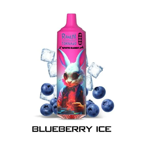 Puff Tornado 9000 Blueberry Ice, offrant 9000 taffs de saveur fruitée et glacée pour une expérience de vape intense.