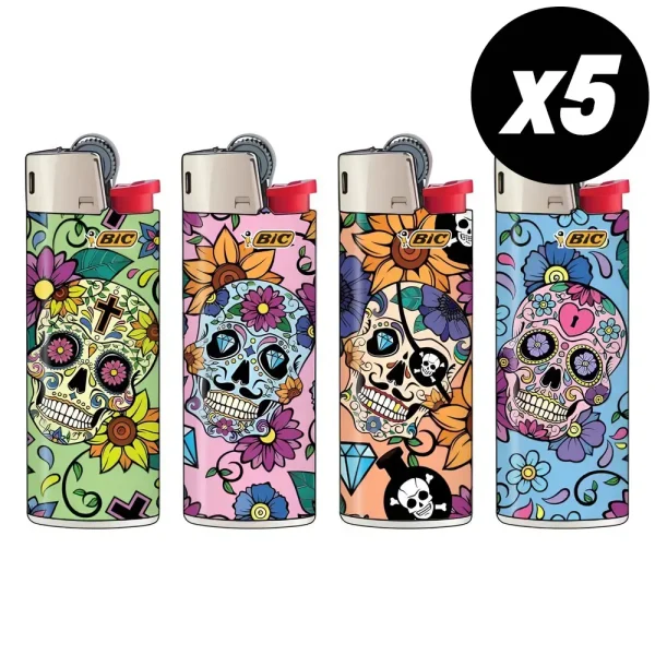 Briquet BIC Tête de mort x5 pas cher