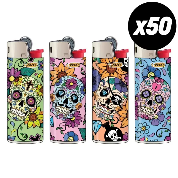 Briquet BIC mini Tête de mort x50