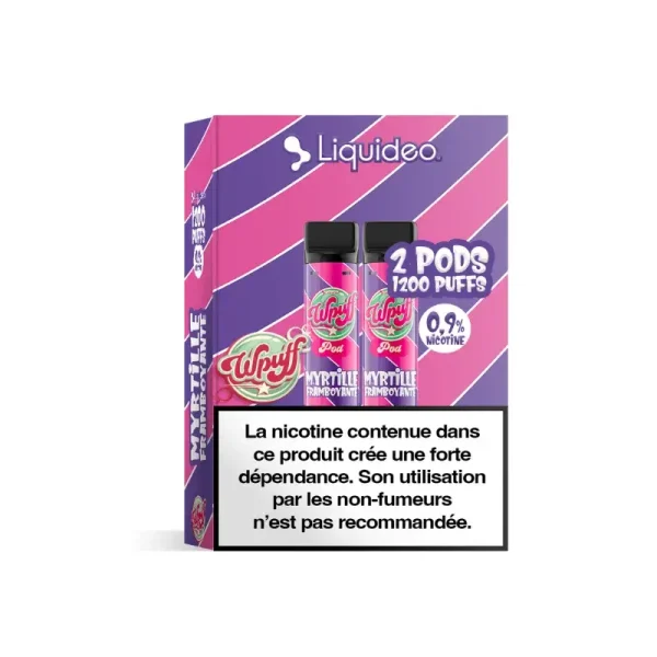 Cartouches Wpuff Liquideo 0,9% de nicotine - 1200 puffs myrtille framboise