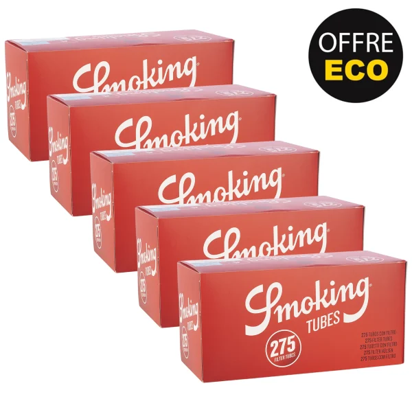 Pack éco Tubes cigarettes Smoking - Lot de 5 boites de 275 tubes Smoking pas cher.