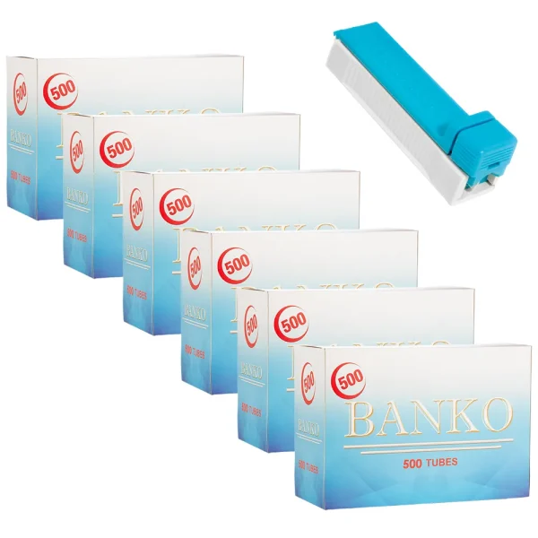 Pack économique : Lot de 6 boites de tubes cigarettes BANKO + 1 tubeuse offerte.