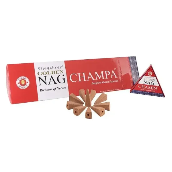 Boite de 10 cônes d'encens naturel Backflow Nag Champa par Vijayshree