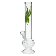 Bang en verre CannaHeroes - 30 cm - Bong verre avec feuille de cannabis