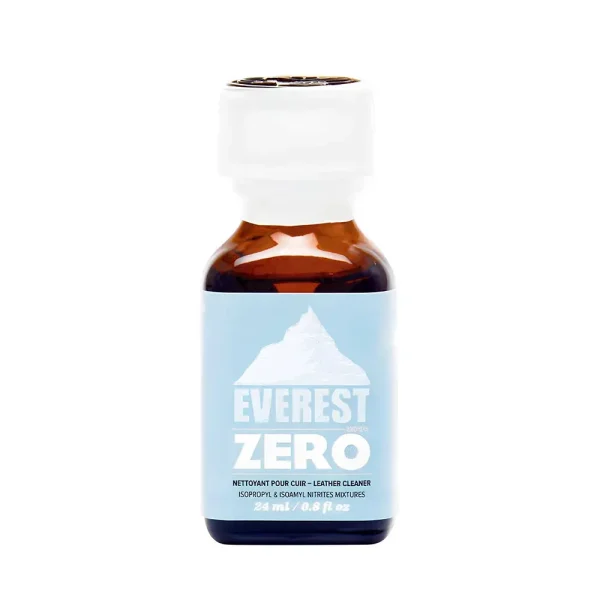 Poppers Everest ZERO 24 ml nitrite de propyle isoamyle - Flacon maxi 24 ml avec mega pellet pour une conservation optimale.