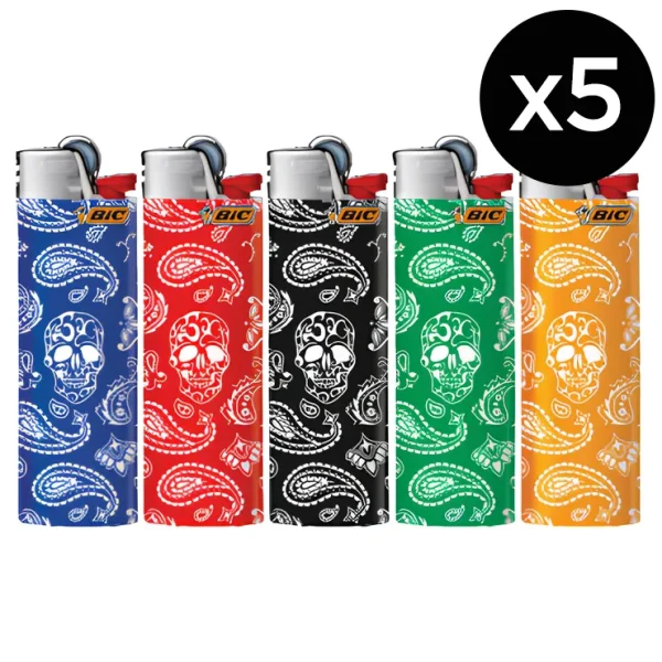 Briquet BIC au meilleur prix - Lot de 5 briquets à pierre BIC Maxi collection Bandana