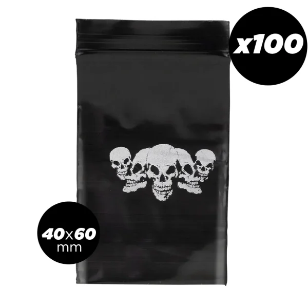 lot de 100 sachets zip plastique hermétique et opaque noir.