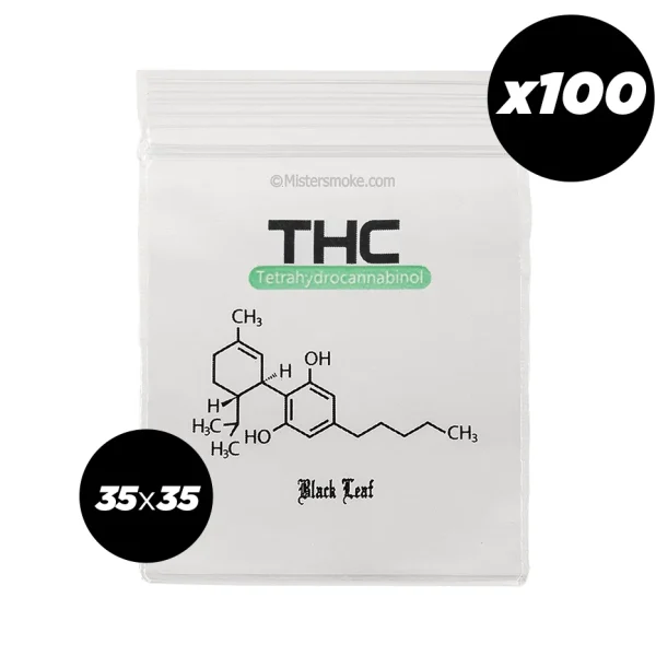 Sachet pochon zip THC 35×35 mm - Lot de 100