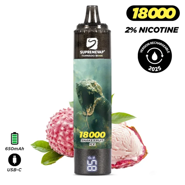 Puff 18000 2% Nicotine Supremevap Tornado - Fruit du serpent Ice