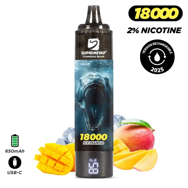 Puff 18 000 taff avec 2% de nicotine - Saveur mangue givrée