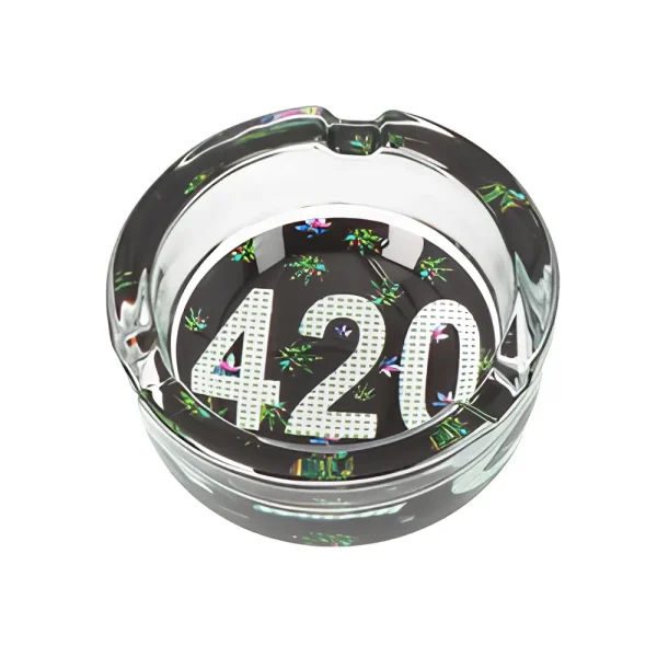 cendrier en verre logo 420 weed