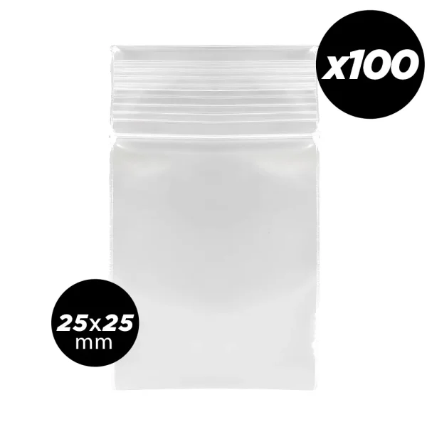 Sachet Zip 25x25 mm - Lot de 100 pochons weed