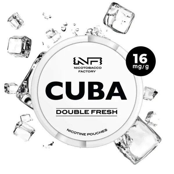 CUBA Black Line - Double Fresh - Sachets de nicotine effet mentholé ultra frais. Dosage moyen en nicotine (16mg).