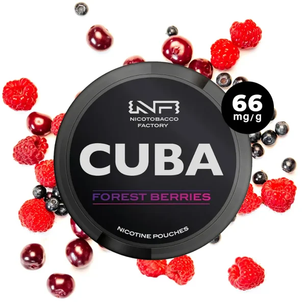 CUBA Black Line - Forest Berries - Nicotine pouches fortement dosés en nicotine (66mg).