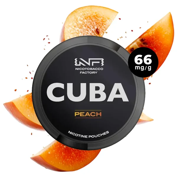 Nicopouches CUBA Peach - sachets de nicotine pêche, 66mg de nicotine.